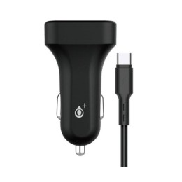 Cargador de coche-mechero con cable Type-C / 2xUsb / 5v 2.4a / A6264 / Negro / One+