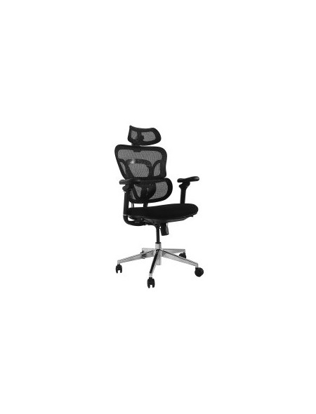 ÷ Silla de oficina ergonomica equip 651053 premium color negro tapiceria malla 5 posiciones