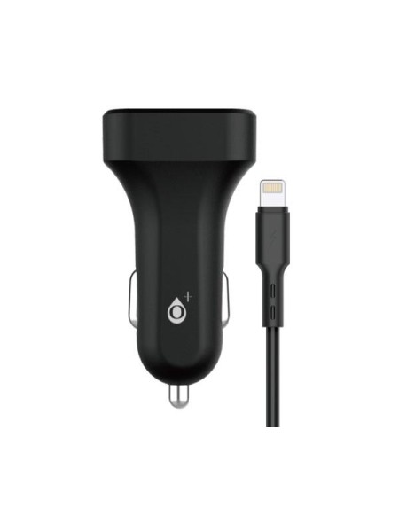 Cargador de coche-mechero Usb x2 + cable iPhone 6/7/8/Xs/Xr/ 5v 2.4a / A6262 / Negro / One+