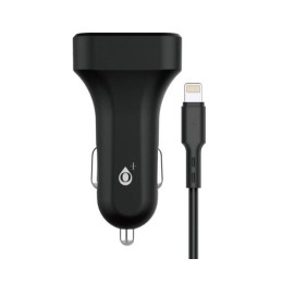 Cargador de coche-mechero Usb x2 + cable iPhone 6/7/8/Xs/Xr/ 5v 2.4a / A6262 / Negro / One+
