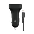 Cargador de coche-mechero Usb x2 + cable iPhone 6/7/8/Xs/Xr/ 5v 2.4a / A6262 / Negro / One+